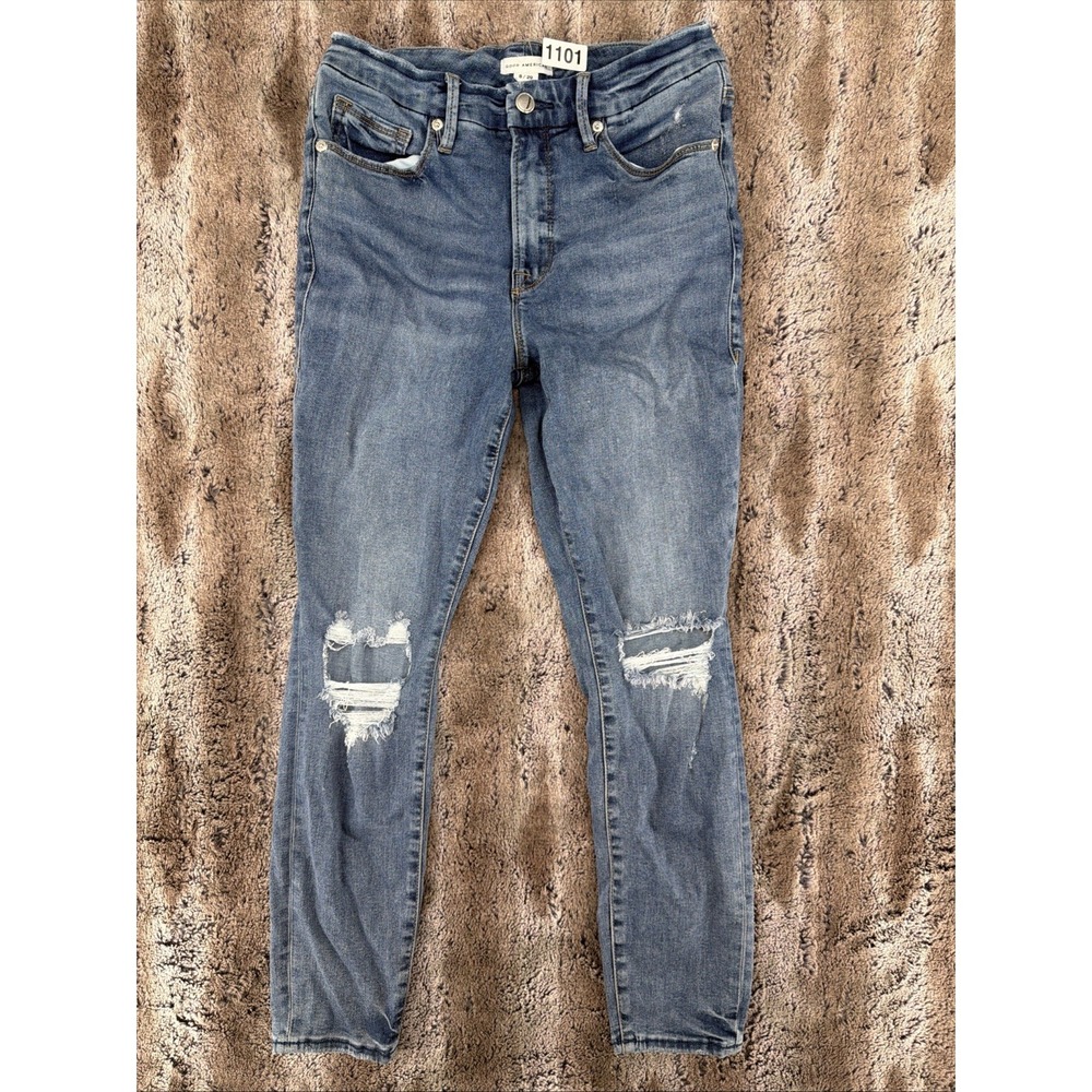 Women's Good American Medium Wash Blue Jeans Cotton Blend Good Legs Ankle 8/29
